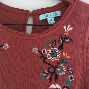 She and Sky embroidered dress